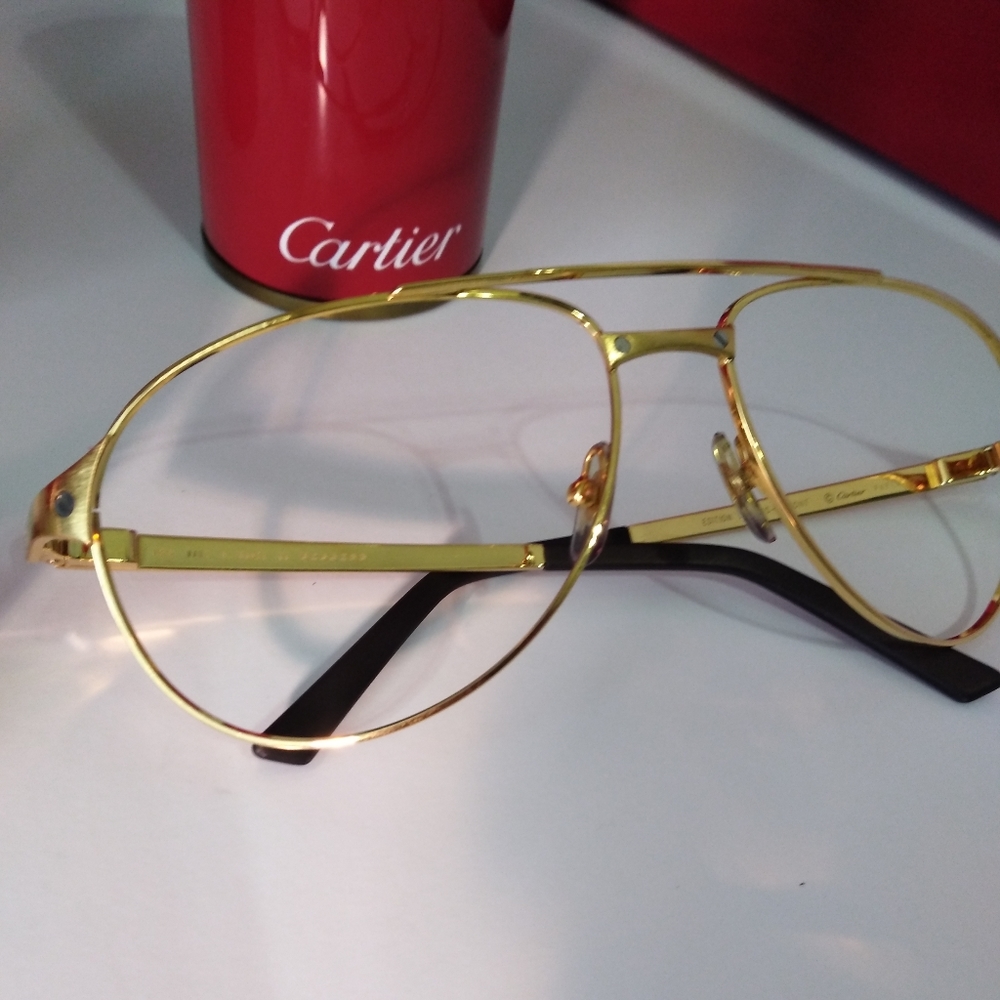 Mens Cartier Santos brushed gold frames 💯 real